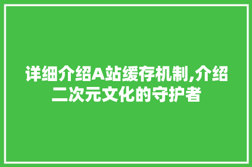 详细介绍A站缓存机制,介绍二次元文化的守护者