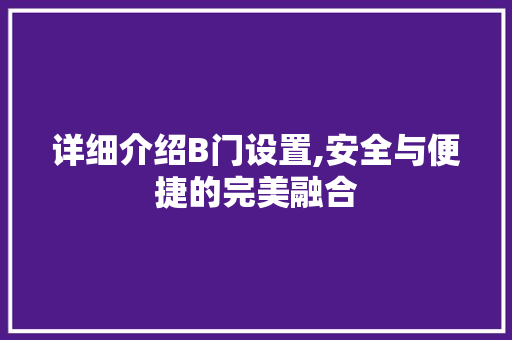 详细介绍B门设置,安全与便捷的完美融合