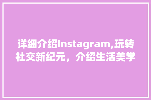 详细介绍Instagram,玩转社交新纪元，介绍生活美学密码
