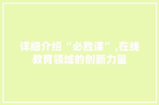 详细介绍“必胜课”,在线教育领域的创新力量 SEO教程