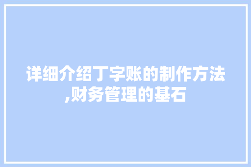 详细介绍丁字账的制作方法,财务管理的基石 友链在线