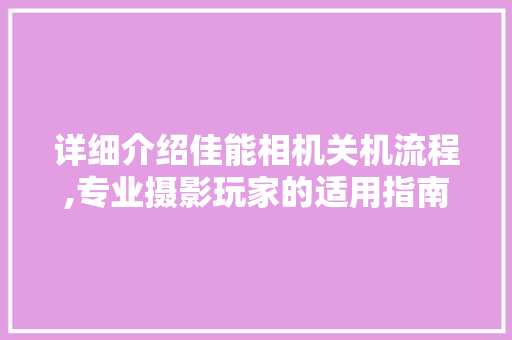 详细介绍佳能相机关机流程,专业摄影玩家的适用指南