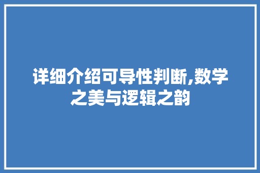 详细介绍可导性判断,数学之美与逻辑之韵