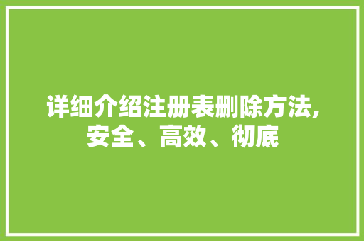 详细介绍注册表删除方法,安全、高效、彻底