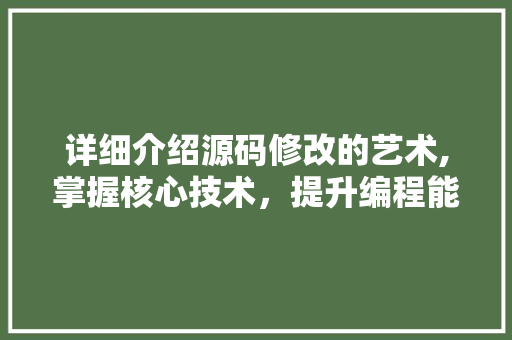 详细介绍源码修改的艺术,掌握核心技术，提升编程能力 WordPress教程