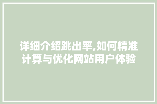 详细介绍跳出率,如何精准计算与优化网站用户体验 WordPress教程