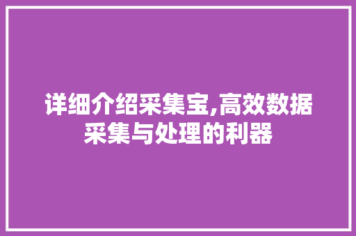 详细介绍采集宝,高效数据采集与处理的利器