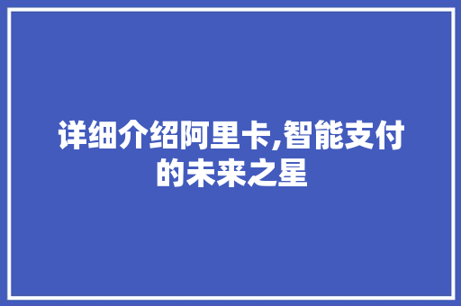 详细介绍阿里卡,智能支付的未来之星 建站教程