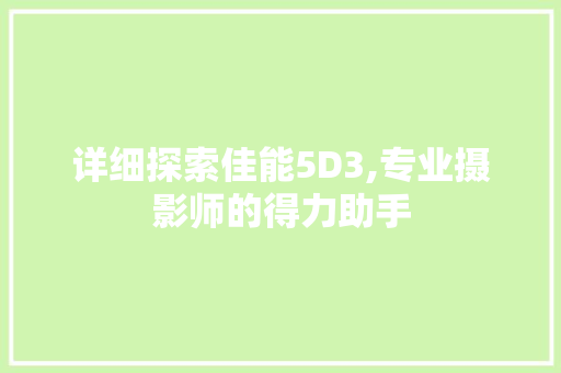 详细探索佳能5D3,专业摄影师的得力助手