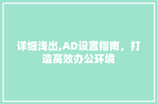 详细浅出,AD设置指南，打造高效办公环境