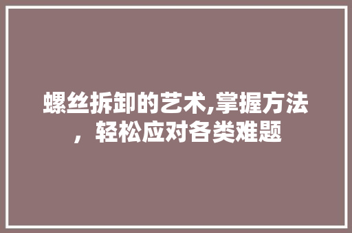螺丝拆卸的艺术,掌握方法，轻松应对各类难题