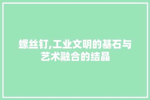 螺丝钉,工业文明的基石与艺术融合的结晶