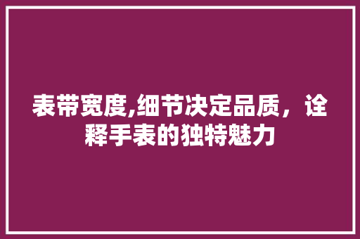 表带宽度,细节决定品质，诠释手表的独特魅力