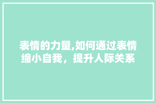 表情的力量,如何通过表情缩小自我，提升人际关系