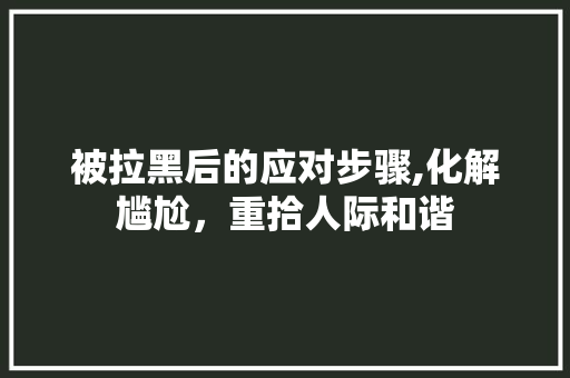 被拉黑后的应对步骤,化解尴尬，重拾人际和谐