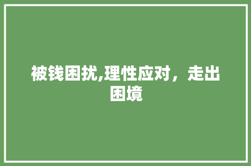 被钱困扰,理性应对，走出困境