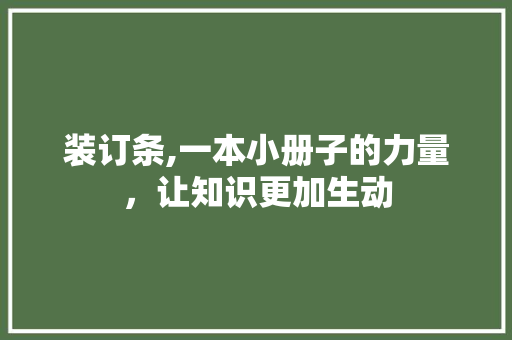 装订条,一本小册子的力量，让知识更加生动