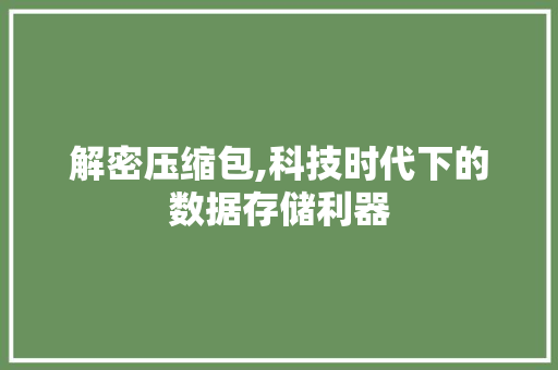 解密压缩包,科技时代下的数据存储利器