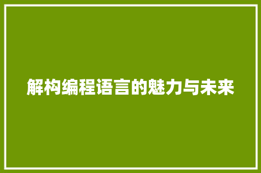 解构编程语言的魅力与未来