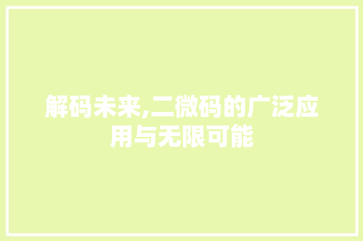 解码未来,二微码的广泛应用与无限可能