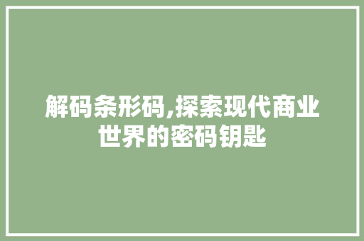 解码条形码,探索现代商业世界的密码钥匙