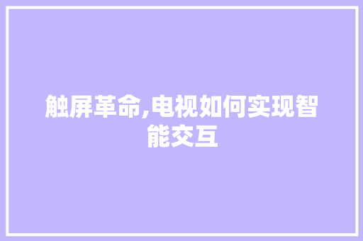 触屏革命,电视如何实现智能交互