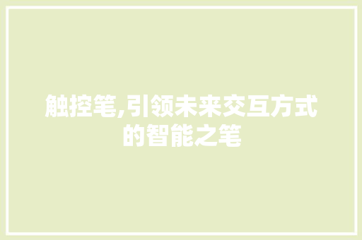 触控笔,引领未来交互方式的智能之笔
