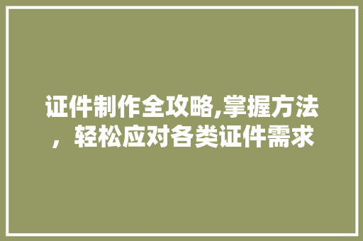 证件制作全攻略,掌握方法，轻松应对各类证件需求