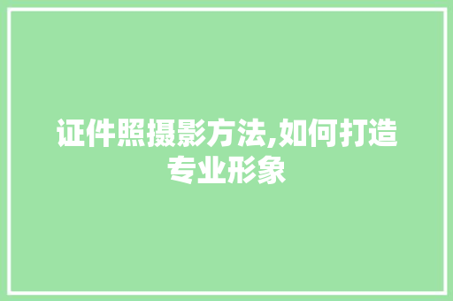 证件照摄影方法,如何打造专业形象