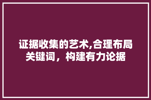证据收集的艺术,合理布局关键词，构建有力论据