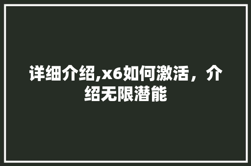 详细介绍,x6如何激活，介绍无限潜能
