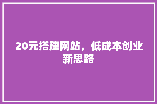 20元搭建网站，低成本创业新思路
