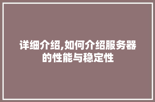 详细介绍,如何介绍服务器的性能与稳定性