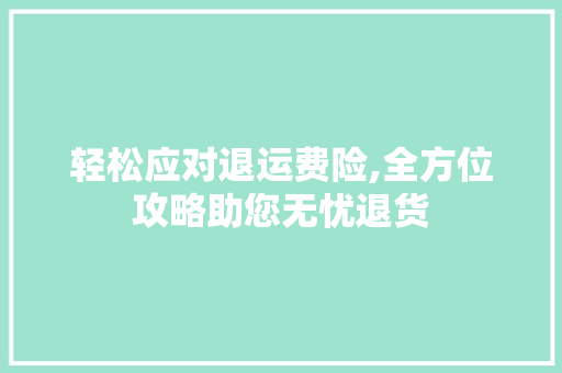 轻松应对退运费险,全方位攻略助您无忧退货 WordPress教程