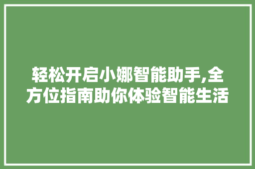 轻松开启小娜智能助手,全方位指南助你体验智能生活