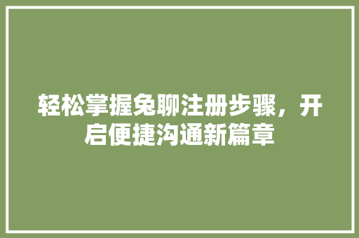 轻松掌握兔聊注册步骤，开启便捷沟通新篇章