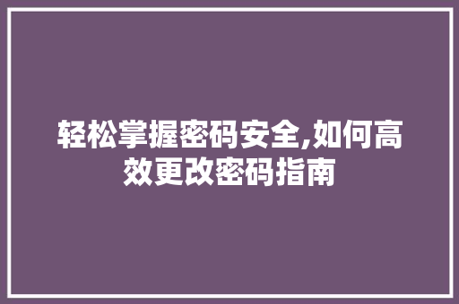 轻松掌握密码安全,如何高效更改密码指南