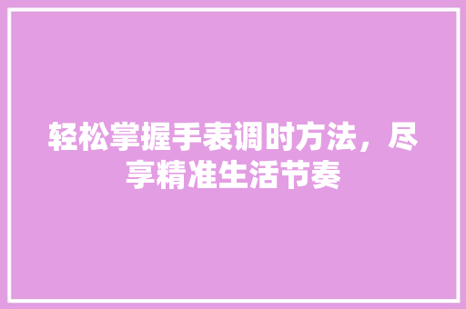轻松掌握手表调时方法，尽享精准生活节奏