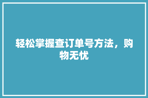 轻松掌握查订单号方法，购物无忧