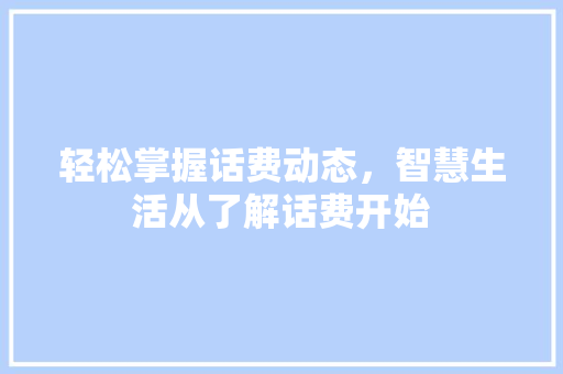 轻松掌握话费动态，智慧生活从了解话费开始 SEO教程