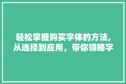 轻松掌握购买字体的方法,从选择到应用，带你领略字体之美 服务器/数据库