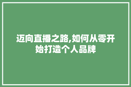 迈向直播之路,如何从零开始打造个人品牌
