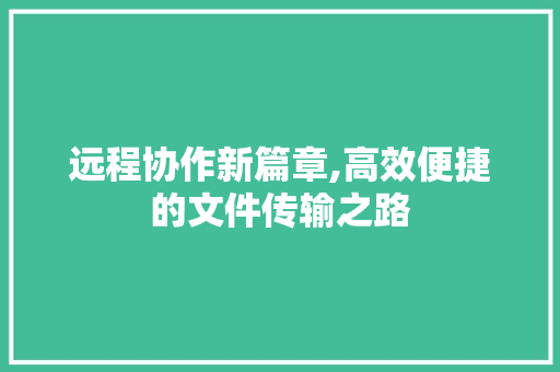 远程协作新篇章,高效便捷的文件传输之路