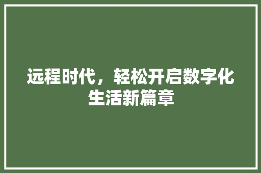 远程时代，轻松开启数字化生活新篇章