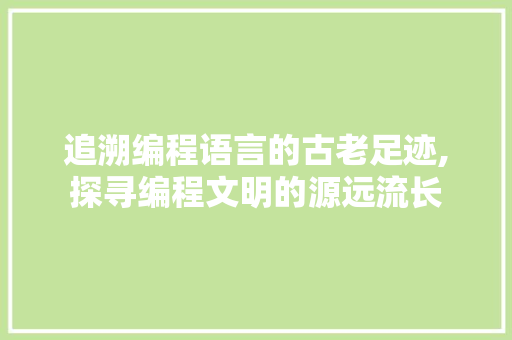 追溯编程语言的古老足迹,探寻编程文明的源远流长 建站教程