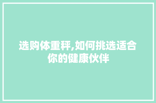选购体重秤,如何挑选适合你的健康伙伴 WordPress教程