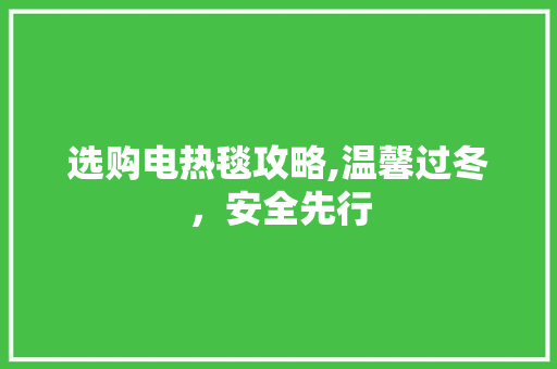 选购电热毯攻略,温馨过冬，安全先行