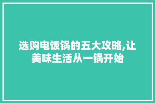 选购电饭锅的五大攻略,让美味生活从一锅开始