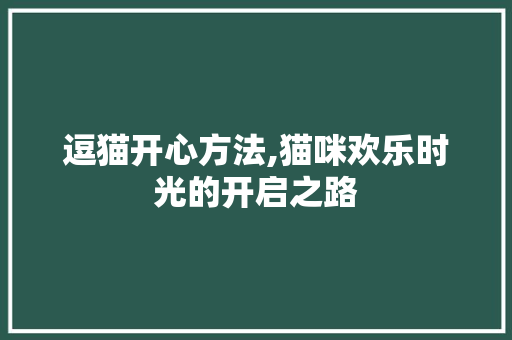 逗猫开心方法,猫咪欢乐时光的开启之路 SEO教程