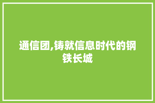 通信团,铸就信息时代的钢铁长城